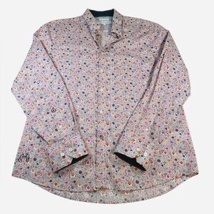 John Lennon Stretch Dress Shirt Men’s Large Retro Floral Button Down